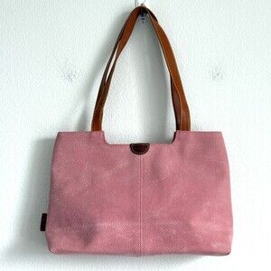 VTG Bric's Dusty Rose Suede Pebbled Leather Shoulder Bag Quiet Luxury Italian